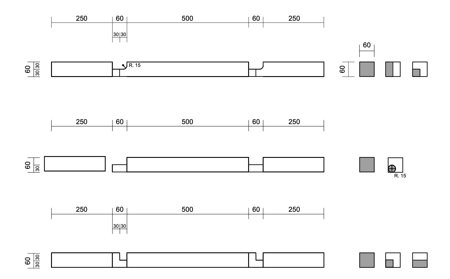 Parts of the wood joint